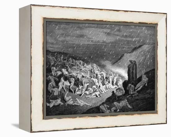 Dante and Virgil Looking Down Upon Souls in Torment in the Inferno, 1863-Gustave Doré-Framed Premier Image Canvas