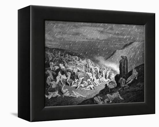 Dante and Virgil Looking Down Upon Souls in Torment in the Inferno, 1863-Gustave Doré-Framed Premier Image Canvas