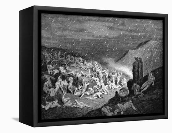 Dante and Virgil Looking Down Upon Souls in Torment in the Inferno, 1863-Gustave Doré-Framed Premier Image Canvas