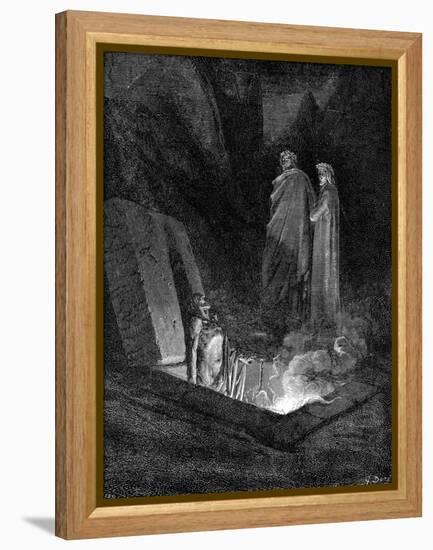 Dante and Virgil Looking into the Inferno, 1863-Gustave Doré-Framed Premier Image Canvas