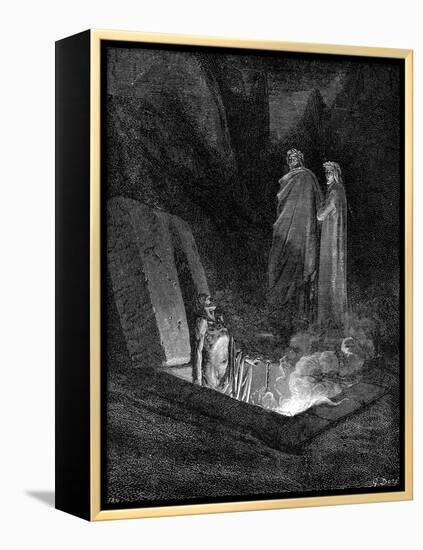 Dante and Virgil Looking into the Inferno, 1863-Gustave Doré-Framed Premier Image Canvas