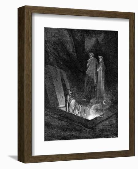 Dante and Virgil Looking into the Inferno, 1863-Gustave Doré-Framed Giclee Print