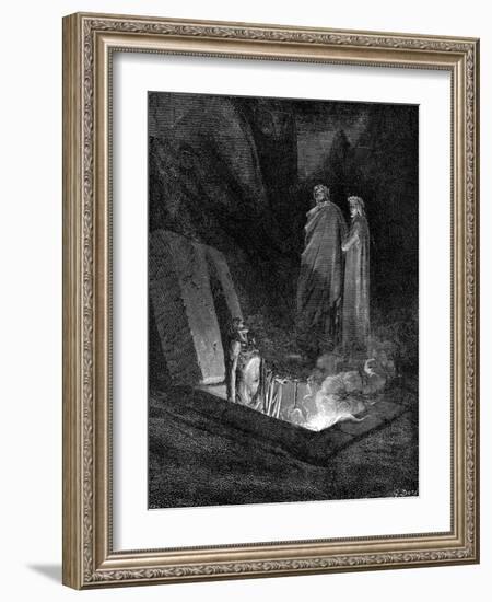 Dante and Virgil Looking into the Inferno, 1863-Gustave Doré-Framed Giclee Print