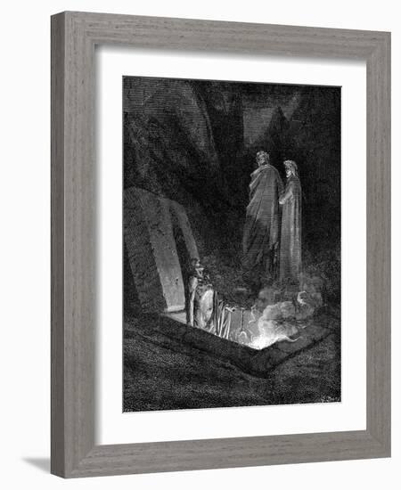 Dante and Virgil Looking into the Inferno, 1863-Gustave Doré-Framed Giclee Print