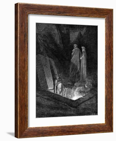 Dante and Virgil Looking into the Inferno, 1863-Gustave Doré-Framed Giclee Print