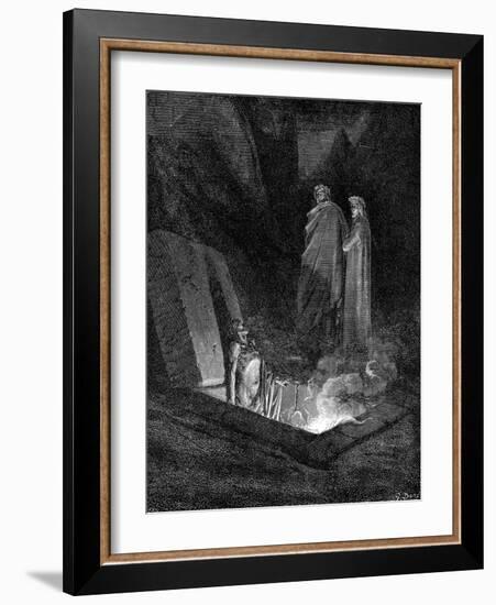 Dante and Virgil Looking into the Inferno, 1863-Gustave Doré-Framed Giclee Print