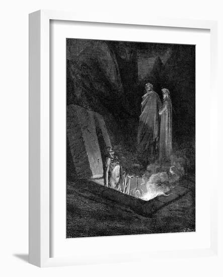 Dante and Virgil Looking into the Inferno, 1863-Gustave Doré-Framed Giclee Print