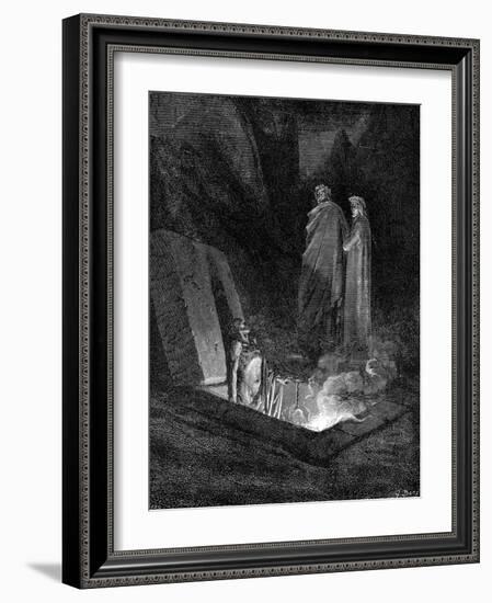 Dante and Virgil Looking into the Inferno, 1863-Gustave Doré-Framed Giclee Print