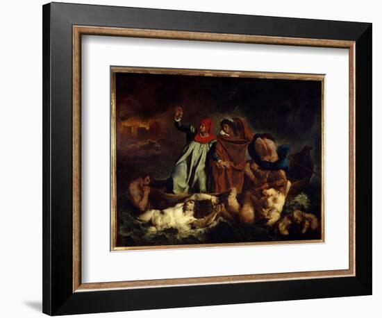 Dante Et Virgil Ou La Barque De Dante Illustration Pour Chant VIII De “” La Divine Comedie”” (Divin-Ferdinand Victor Eugene Delacroix-Framed Giclee Print