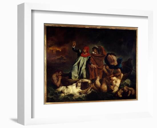 Dante Et Virgil Ou La Barque De Dante Illustration Pour Chant VIII De “” La Divine Comedie”” (Divin-Ferdinand Victor Eugene Delacroix-Framed Giclee Print