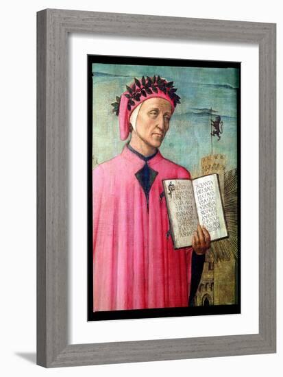 Dante Reading from the Divine Comedy, Detail of Dante Alighieri-Domenico di Michelino-Framed Giclee Print