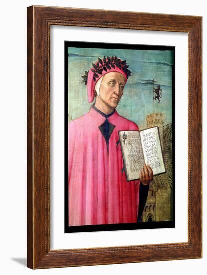 Dante Reading from the Divine Comedy, Detail of Dante Alighieri-Domenico di Michelino-Framed Giclee Print