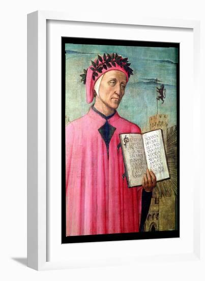 Dante Reading from the Divine Comedy, Detail of Dante Alighieri-Domenico di Michelino-Framed Giclee Print