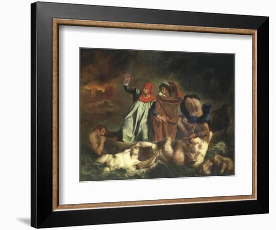 Dante's Boat or Dante and Virgil Ferried by Plegias to Hell from Divine Comedy C.1822-Eugene Delacroix-Framed Giclee Print