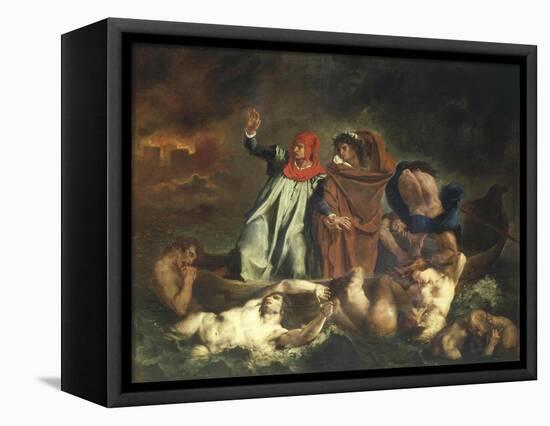 Dante's Boat or Dante and Virgil Ferried by Plegias to Hell from Divine Comedy C.1822-Eugene Delacroix-Framed Premier Image Canvas