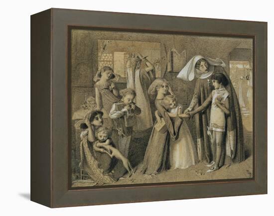 Dante's First Meeting with Beatrice-Simeon Solomon-Framed Premier Image Canvas