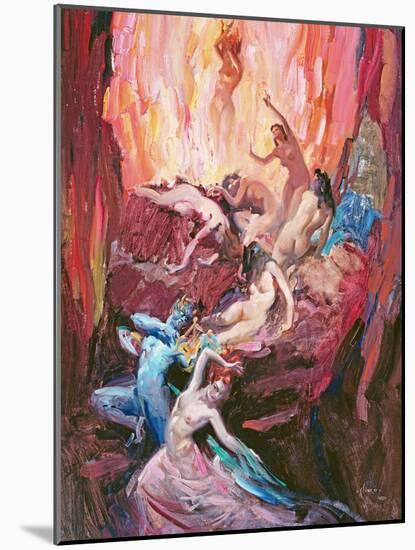 Dante's Inferno, (Oil on Canvas)-Terence Cuneo-Mounted Giclee Print