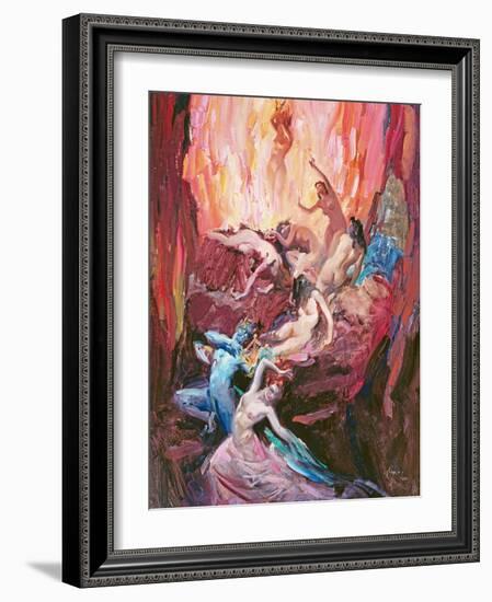 Dante's Inferno, (Oil on Canvas)-Terence Cuneo-Framed Giclee Print