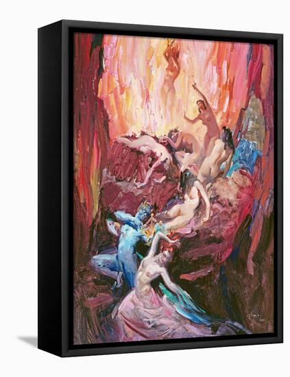 Dante's Inferno, (Oil on Canvas)-Terence Cuneo-Framed Premier Image Canvas