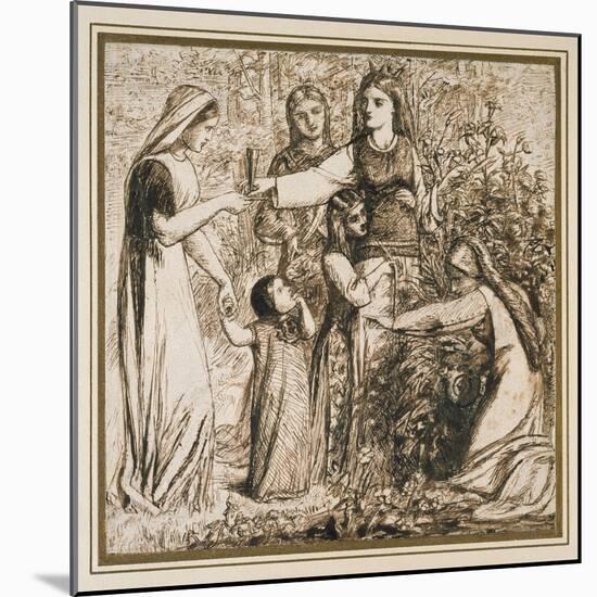 Dante's Vision of Matilda Gathering Flowers, 1855-Dante Gabriel Charles Rossetti-Mounted Giclee Print