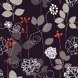 Poppy Flowers Seamless Pattern over Grey-Danussa-Art Print