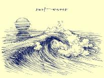 Surf Waves. Sea Waves Graphic. Ocean Wave Sketch-Danussa-Art Print