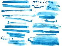 Watercolor Blue / Ink Brush Strokes Collection-Danussa-Art Print