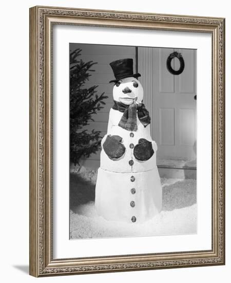 Dapper Snowman Outside a House-Bettmann-Framed Photographic Print