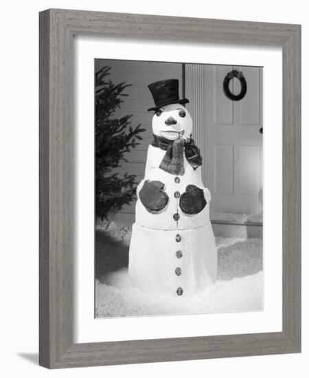 Dapper Snowman Outside a House-Bettmann-Framed Photographic Print