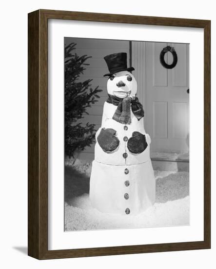 Dapper Snowman Outside a House-Bettmann-Framed Photographic Print