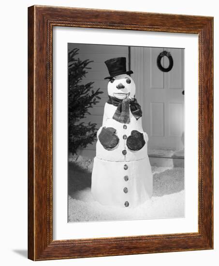 Dapper Snowman Outside a House-Bettmann-Framed Photographic Print