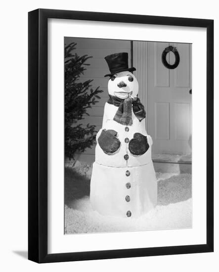 Dapper Snowman Outside a House-Bettmann-Framed Photographic Print