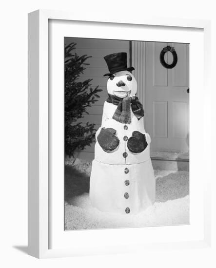 Dapper Snowman Outside a House-Bettmann-Framed Photographic Print