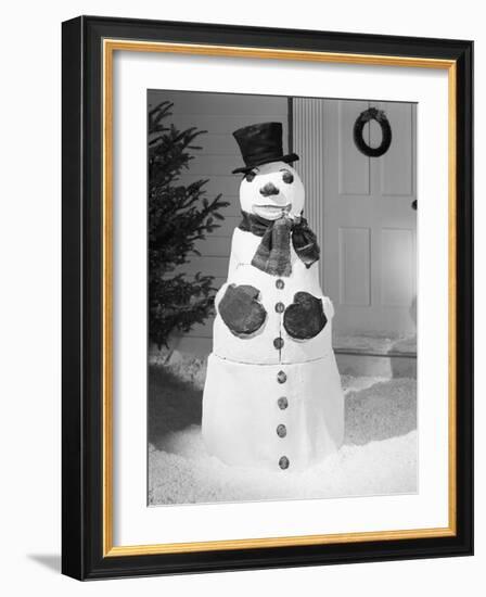 Dapper Snowman Outside a House-Bettmann-Framed Photographic Print