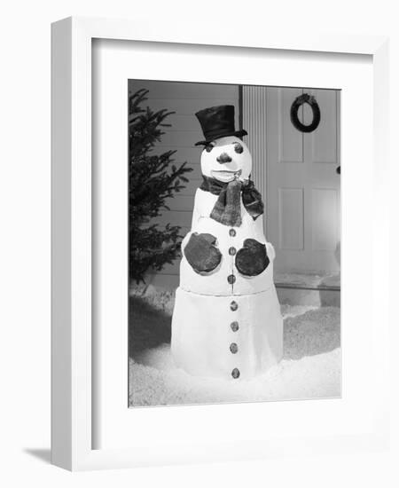 Dapper Snowman Outside a House-Bettmann-Framed Photographic Print