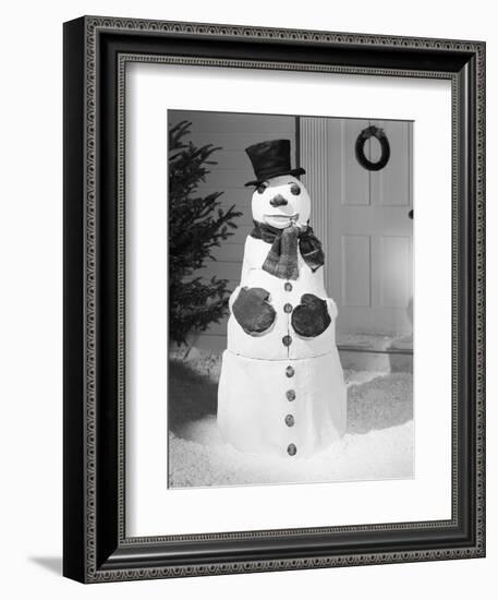 Dapper Snowman Outside a House-Bettmann-Framed Photographic Print