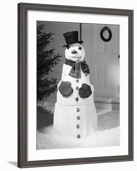 Dapper Snowman Outside a House-Bettmann-Framed Photographic Print