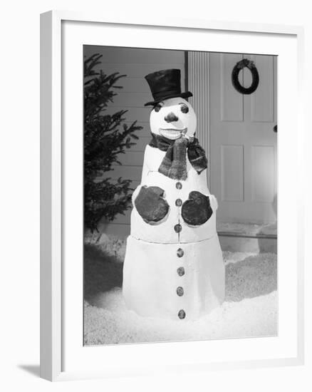 Dapper Snowman Outside a House-Bettmann-Framed Photographic Print