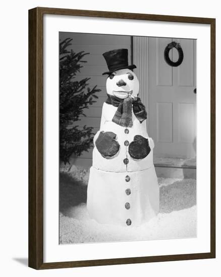 Dapper Snowman Outside a House-Bettmann-Framed Photographic Print