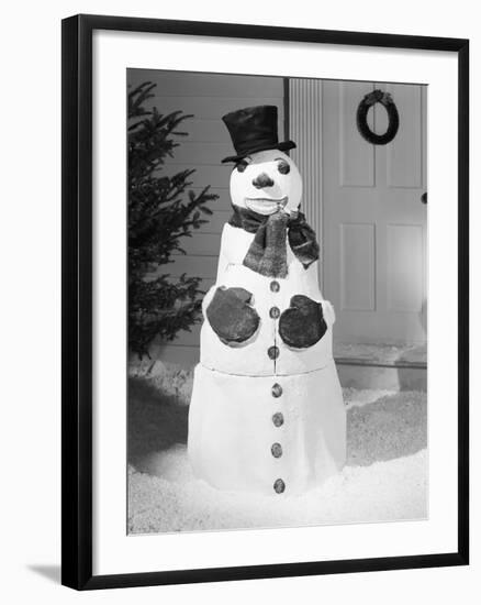 Dapper Snowman Outside a House-Bettmann-Framed Photographic Print