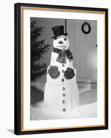 Dapper Snowman Outside a House-Bettmann-Framed Photographic Print