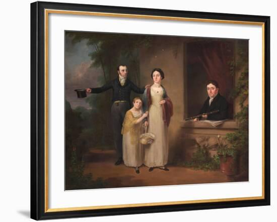 Darcy Lever with His Son John and Daughters Frances and Emelia Charlotte, C.1820-null-Framed Giclee Print