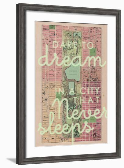 Dare to Dream in a City the Never Sleeps - 1867, New York City, Central Park Composite Map-null-Framed Giclee Print