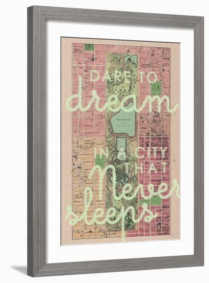 Dare to Dream in a City the Never Sleeps - 1867, New York City, Central Park Composite Map-null-Framed Giclee Print