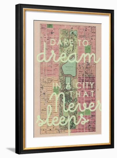 Dare to Dream in a City the Never Sleeps - 1867, New York City, Central Park Composite Map-null-Framed Giclee Print