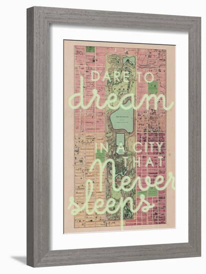 Dare to Dream in a City the Never Sleeps - 1867, New York City, Central Park Composite Map-null-Framed Premium Giclee Print