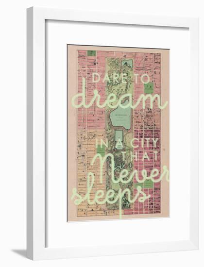 Dare to Dream in a City the Never Sleeps - 1867, New York City, Central Park Composite Map-null-Framed Premium Giclee Print