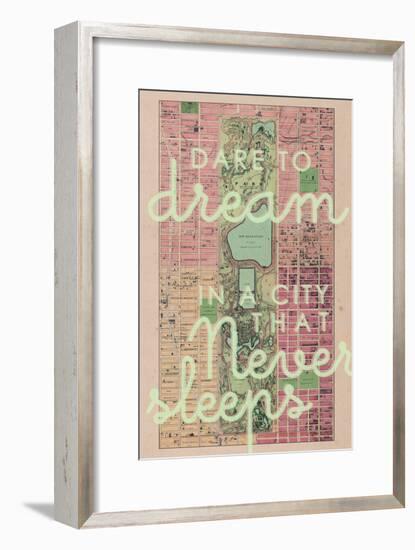 Dare to Dream in a City the Never Sleeps - 1867, New York City, Central Park Composite Map-null-Framed Premium Giclee Print