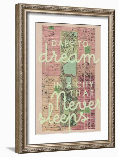 Dare to Dream in a City the Never Sleeps - 1867, New York City, Central Park Composite Map-null-Framed Giclee Print