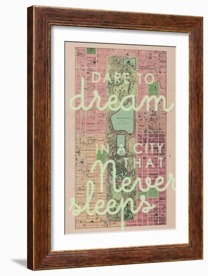 Dare to Dream in a City the Never Sleeps - 1867, New York City, Central Park Composite Map-null-Framed Giclee Print